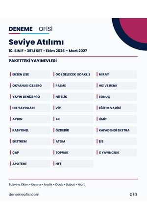 Seviye Atılımı 36'lı 10. Sınıf Deneme Paketi – Seçenek 5 (2026–2027)