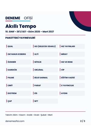 Akıllı Tempo 36'lı 10. Sınıf Deneme Paketi – Seçenek 6 (2026–2027)