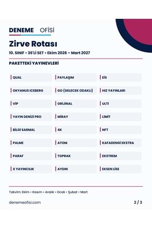 Zirve Rotası 36'lı 10. Sınıf Deneme Paketi – Seçenek 7 (2026–2027)