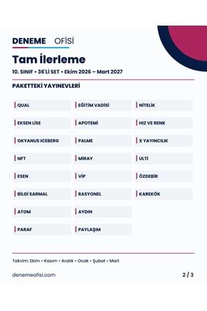 Tam İlerleme 36'lı 10. Sınıf Deneme Paketi – Seçenek 8 (2026–2027)