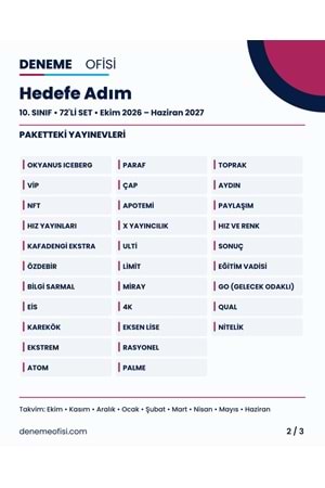 Hedefe Adım 72'li 10. Sınıf Deneme Paketi – Seçenek 4 (2026–2027)
