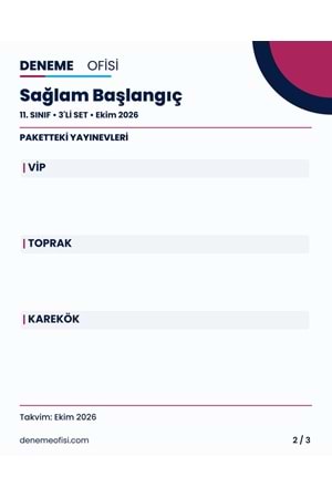Sağlam Başlangıç 3'lü 11. Sınıf Deneme Paketi – Seçenek 1 (2026–2027)
