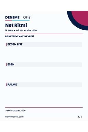 Net Ritmi 3'lü 11. Sınıf Deneme Paketi – Seçenek 3 (2026–2027)