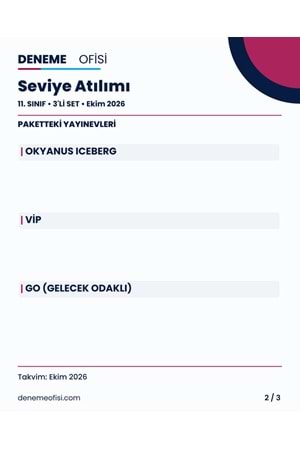 Seviye Atılımı 3'lü 11. Sınıf Deneme Paketi – Seçenek 5 (2026–2027)