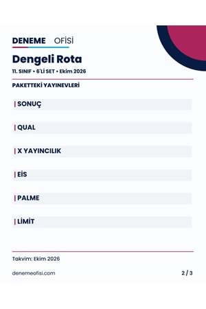Dengeli Rota 6'lı 11. Sınıf Deneme Paketi – Seçenek 2 (2026–2027)