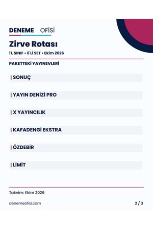 Zirve Rotası 6'lı 11. Sınıf Deneme Paketi – Seçenek 7 (2026–2027)
