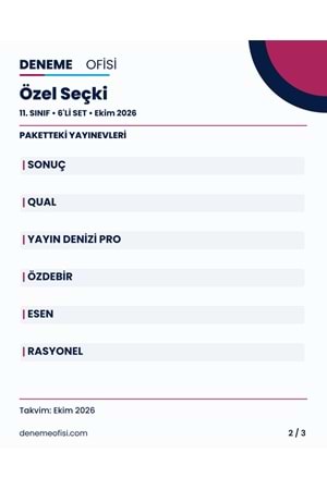 Özel Seçki 6'lı 11. Sınıf Deneme Paketi – Seçenek 9 (2026–2027)