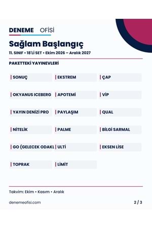 Sağlam Başlangıç 18'li 11. Sınıf Deneme Paketi – Seçenek 1 (2026–2027)