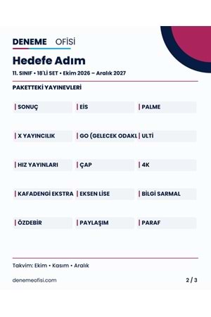 Hedefe Adım 18'li 11. Sınıf Deneme Paketi – Seçenek 4 (2026–2027)