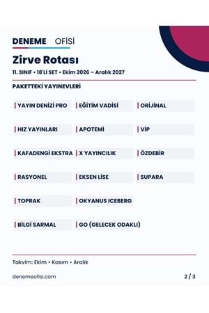 Zirve Rotası 18'li 11. Sınıf Deneme Paketi – Seçenek 7 (2026–2027)