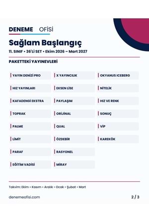 Sağlam Başlangıç 36'lı 11. Sınıf Deneme Paketi – Seçenek 1 (2026–2027)