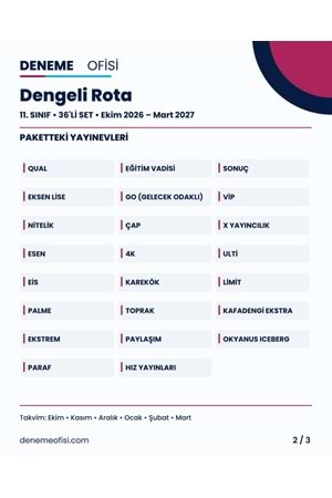 Dengeli Rota 36'lı 11. Sınıf Deneme Paketi – Seçenek 2 (2026–2027)