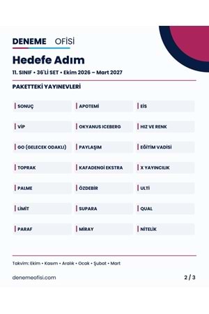 Hedefe Adım 36'lı 11. Sınıf Deneme Paketi – Seçenek 4 (2026–2027)