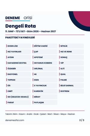 Dengeli Rota 72'li 11. Sınıf Deneme Paketi – Seçenek 2 (2026–2027)