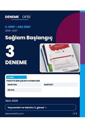 Sağlam Başlangıç 3'lü 5. Sınıf Deneme Paketi – Seçenek 1 (2026–2027)
