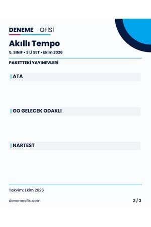 Akıllı Tempo 3'lü 5. Sınıf Deneme Paketi – Seçenek 6 (2026–2027)