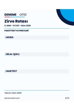 Zirve Rotası 3'lü 5. Sınıf Deneme Paketi – Seçenek 7 (2026–2027)