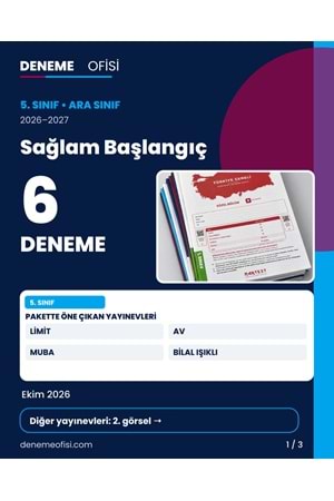 Sağlam Başlangıç 6'lı 5. Sınıf Deneme Paketi – Seçenek 1 (2026–2027)