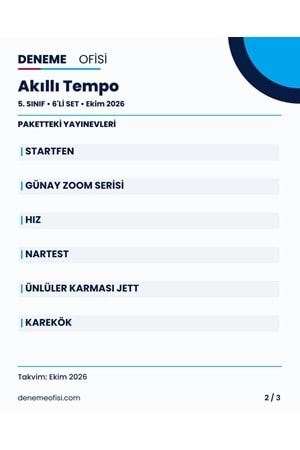 Akıllı Tempo 6'lı 5. Sınıf Deneme Paketi – Seçenek 6 (2026–2027)
