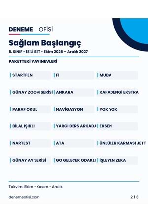 Sağlam Başlangıç 18'li 5. Sınıf Deneme Paketi – Seçenek 1 (2026–2027)
