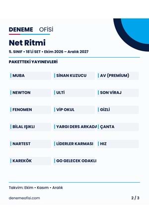 Net Ritmi 18'li 5. Sınıf Deneme Paketi – Seçenek 3 (2026–2027)