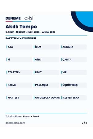 Akıllı Tempo 18'li 5. Sınıf Deneme Paketi – Seçenek 6 (2026–2027)