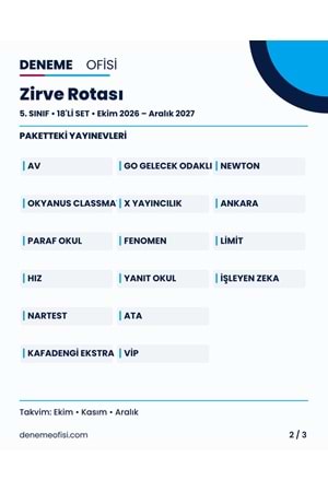 Zirve Rotası 18'li 5. Sınıf Deneme Paketi – Seçenek 7 (2026–2027)