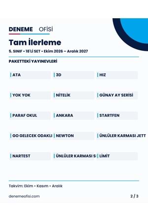 Tam İlerleme 18'li 5. Sınıf Deneme Paketi – Seçenek 8 (2026–2027)