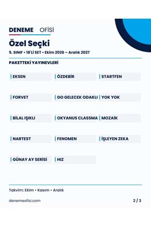Özel Seçki 18'li 5. Sınıf Deneme Paketi – Seçenek 9 (2026–2027)