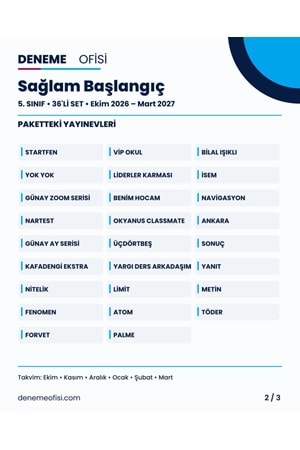 Sağlam Başlangıç 36'lı 5. Sınıf Deneme Paketi – Seçenek 1 (2026–2027)