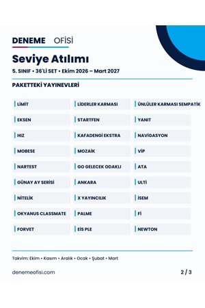 Seviye Atılımı 36'lı 5. Sınıf Deneme Paketi – Seçenek 5 (2026–2027)