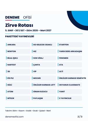 Zirve Rotası 36'lı 5. Sınıf Deneme Paketi – Seçenek 7 (2026–2027)