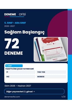 Sağlam Başlangıç 72'li 5. Sınıf Deneme Paketi – Seçenek 1 (2026–2027)