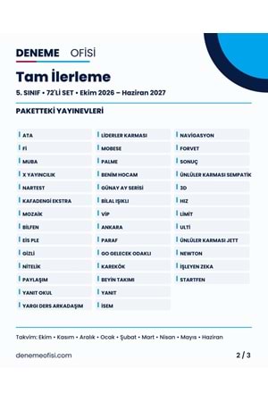 Tam İlerleme 72'li 5. Sınıf Deneme Paketi – Seçenek 8 (2026–2027)