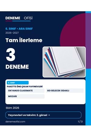 Tam İlerleme 3'lü 6. Sınıf Deneme Paketi – Seçenek 8 (2026–2027)