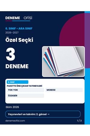 Özel Seçki 3'lü 6. Sınıf Deneme Paketi – Seçenek 9 (2026–2027)