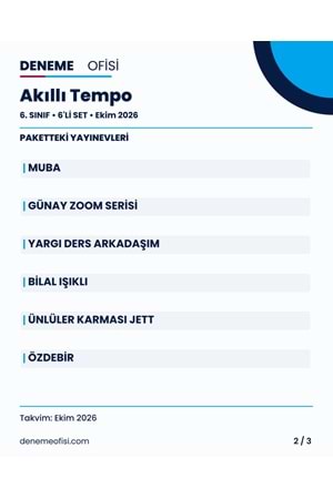 Akıllı Tempo 6'lı 6. Sınıf Deneme Paketi – Seçenek 6 (2026–2027)