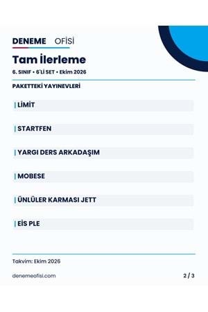 Tam İlerleme 6'lı 6. Sınıf Deneme Paketi – Seçenek 8 (2026–2027)