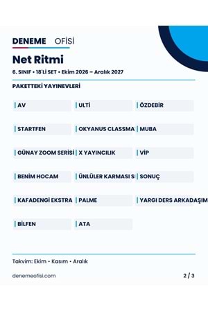 Net Ritmi 18'li 6. Sınıf Deneme Paketi – Seçenek 3 (2026–2027)