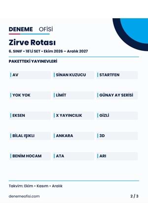 Zirve Rotası 18'li 6. Sınıf Deneme Paketi – Seçenek 7 (2026–2027)