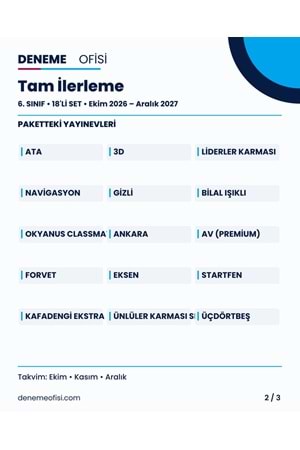 Tam İlerleme 18'li 6. Sınıf Deneme Paketi – Seçenek 8 (2026–2027)