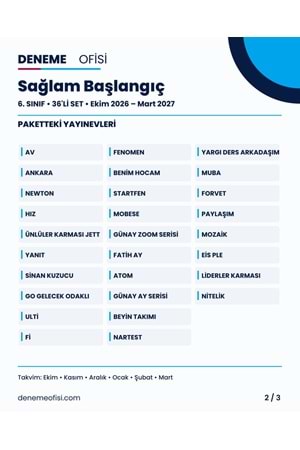 Sağlam Başlangıç 36'lı 6. Sınıf Deneme Paketi – Seçenek 1 (2026–2027)