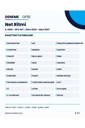 Net Ritmi 36'lı 6. Sınıf Deneme Paketi – Seçenek 3 (2026–2027)