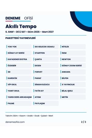Akıllı Tempo 36'lı 6. Sınıf Deneme Paketi – Seçenek 6 (2026–2027)