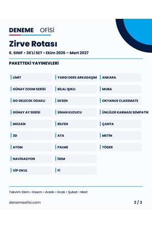 Zirve Rotası 36'lı 6. Sınıf Deneme Paketi – Seçenek 7 (2026–2027)