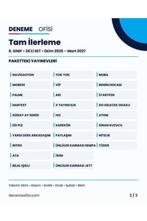 Tam İlerleme 36'lı 6. Sınıf Deneme Paketi – Seçenek 8 (2026–2027)