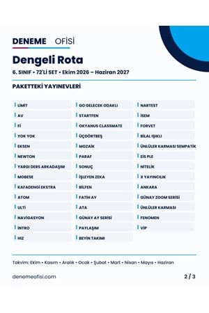 Dengeli Rota 72'li 6. Sınıf Deneme Paketi – Seçenek 2 (2026–2027)