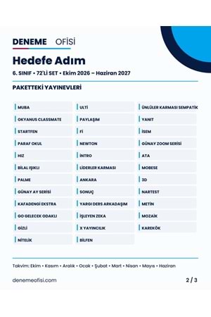 Hedefe Adım 72'li 6. Sınıf Deneme Paketi – Seçenek 4 (2026–2027)