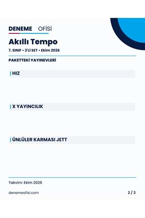 Akıllı Tempo 3'lü 7. Sınıf Deneme Paketi – Seçenek 6 (2026–2027)