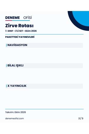 Zirve Rotası 3'lü 7. Sınıf Deneme Paketi – Seçenek 7 (2026–2027)